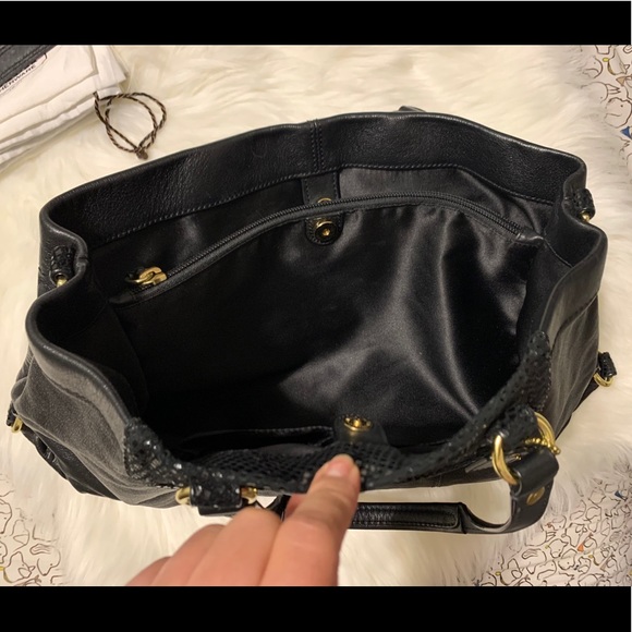 Coach Leather with Snake Print & Gold Accents Bag - Picture 9 of 14